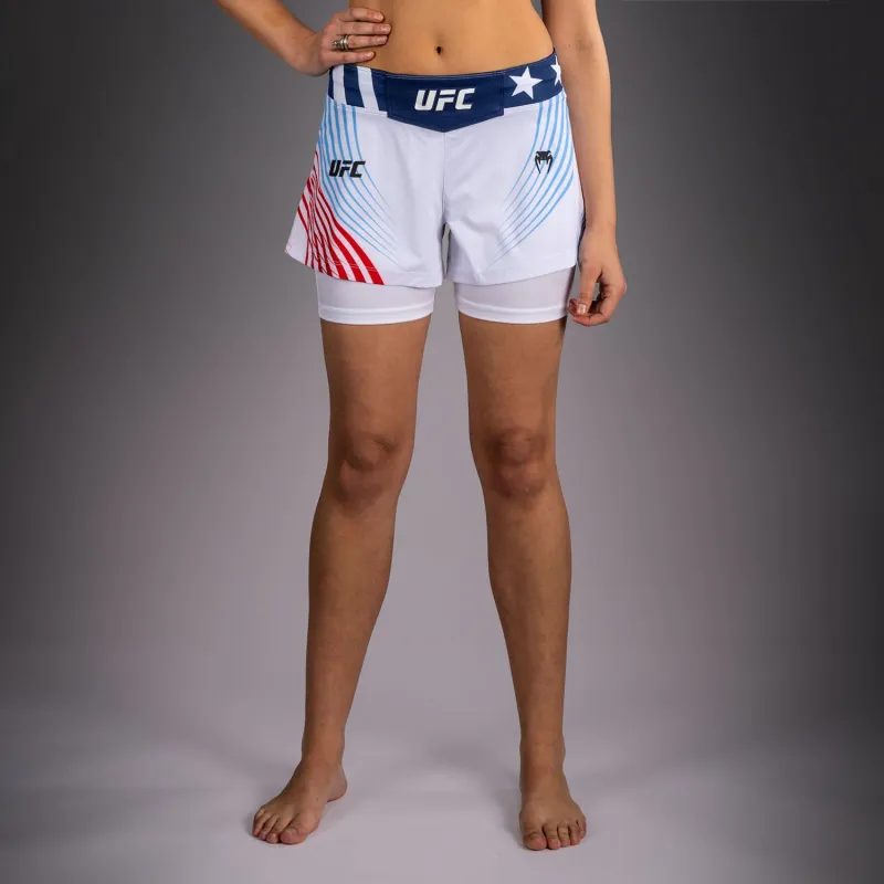 Women's Official UFC Freedom 250 by Venum White Authentic Fight Night Fight Short