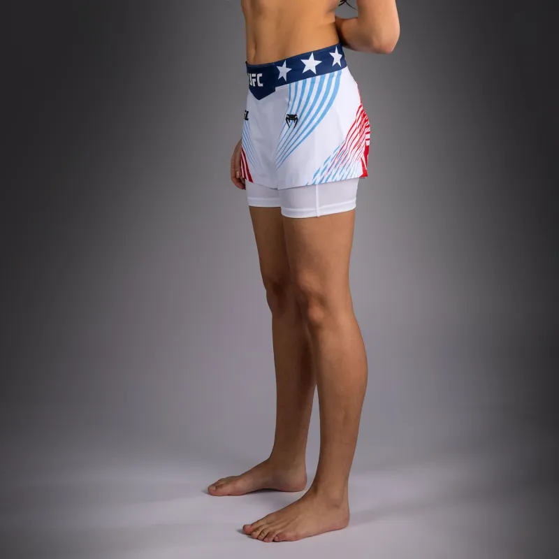 Women's Official UFC Freedom 250 by Venum White Authentic Fight Night Fight Short - Image 2